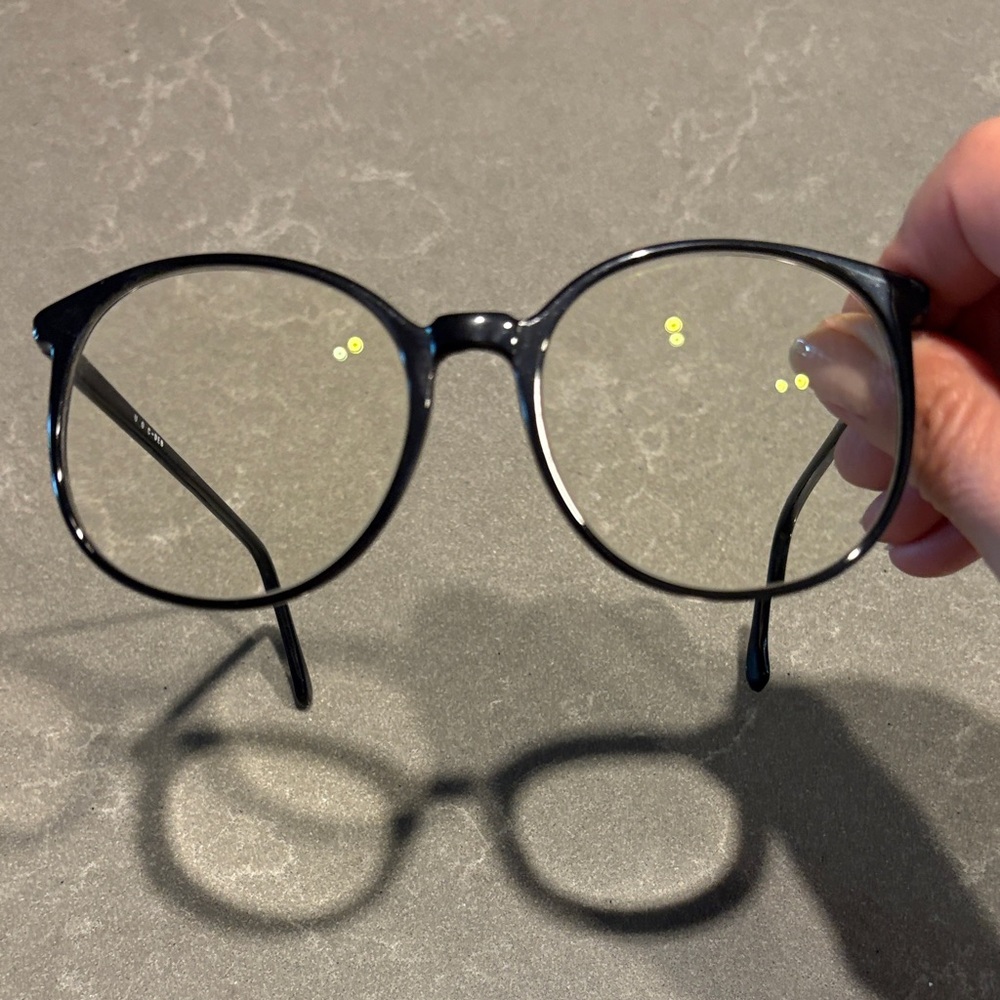 Large Round Black Clear Lens reading Glasses 1.5 strength.